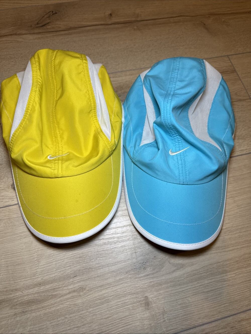 Nike Golf Performance Hats Lot of 2 Blue Yellow Mesh Caps OSFA 205759